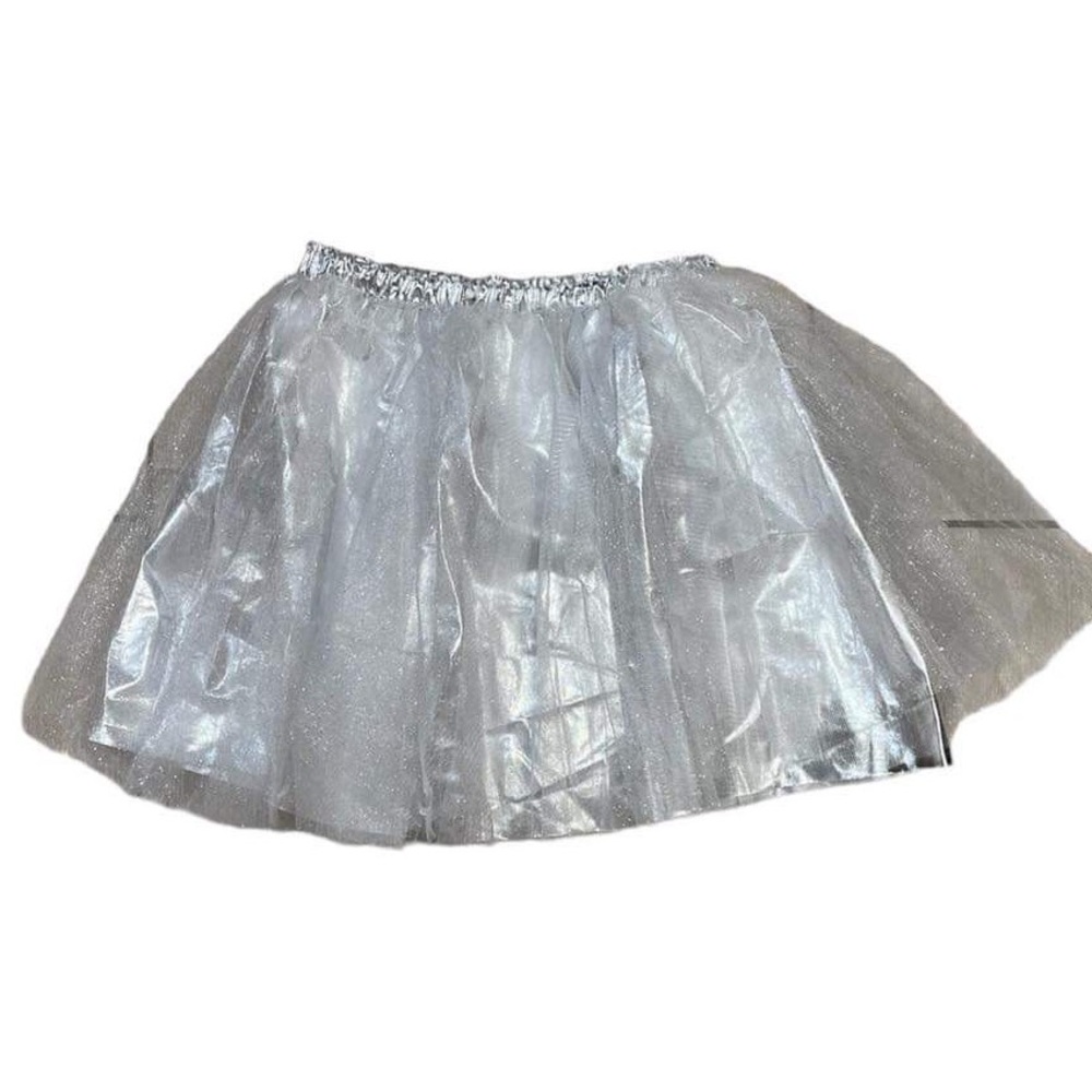 NWT Silver Metallic Glitter Sparkle Halloween Party Tutu Mini Skirt (size M)